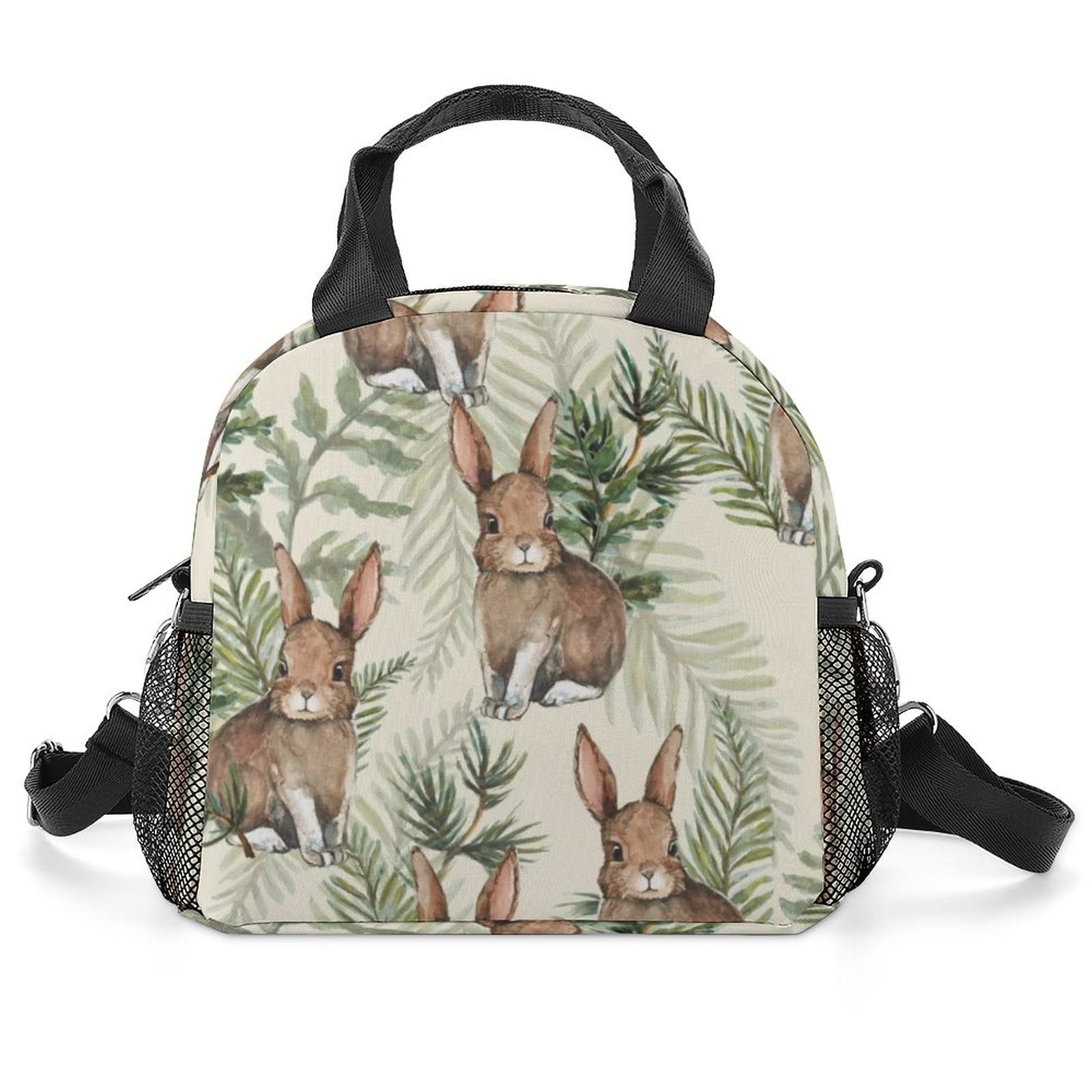 MoBlinko Insulated Lunch Bag - Cute Watercolor Bunny Design, Leakproof Portable Cooler with Adjustable Shoulder Strap for School, Work, Picnic, Hiking & Beach | Perfect for Kids & Adults | One Size Fits All | BPA-Free Food Container for Healthy Meals on the Go