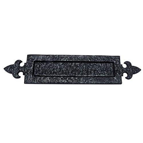 Adonai Black Powder Coated Decorative Iron Letter Plate - Rustproof Mail Slot Cover for Front Door, Perfect for Home & Office Entryway Decor
