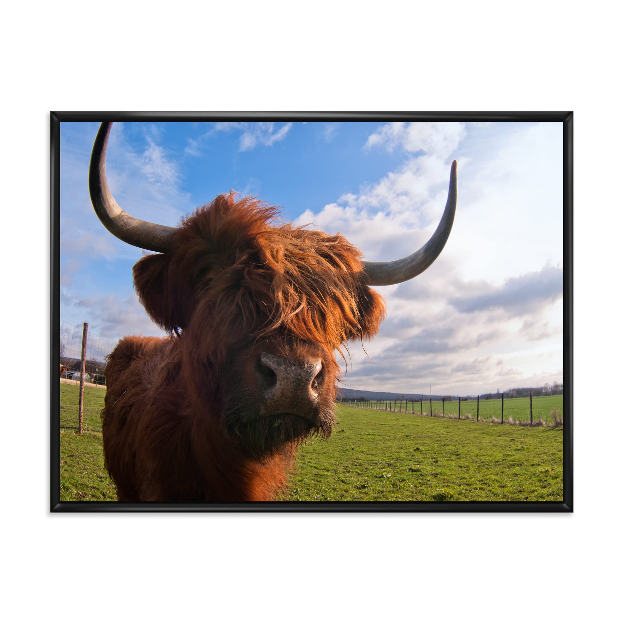 DesignQ Yak Portrait Framed Canvas Wall Art Print - Farmhouse Decor for Living Room, Bedroom & Office