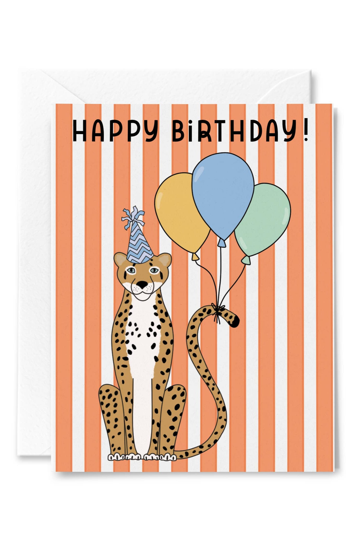 Leopard Print Happy Birthday Balloon Greeting Card - Perfect for Birthday Parties, Celebrations & Gifts