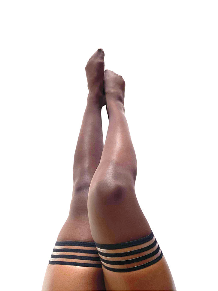 Bridal Chocolate Marissa Thigh High Stockings - Petite to Plus Size Wedding Hosiery for Brides, Boudoir & Special Occasions