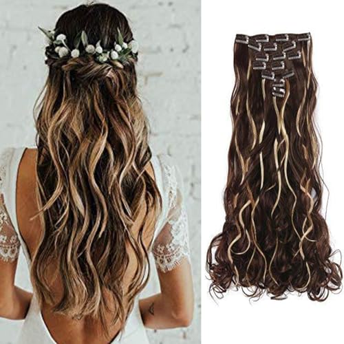 6 Pcs Curly Hair Extension Golden Brown