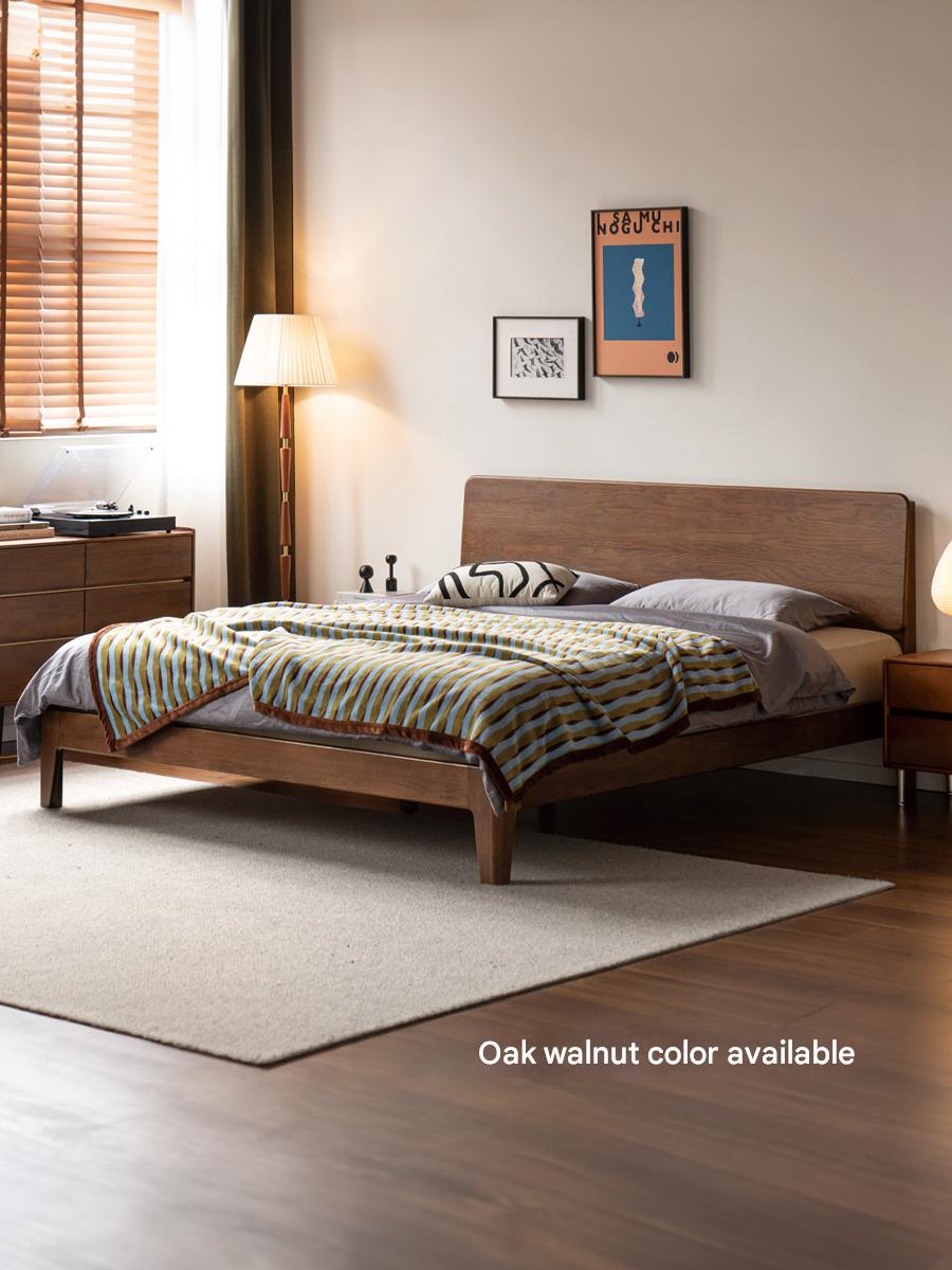 Solid Oak Wood High Headboard Bed - Queen Size, Rustic Farmhouse Style for Bedroom Decor - Perfect for Master Bedrooms, Guest Rooms & Cozy Retreats