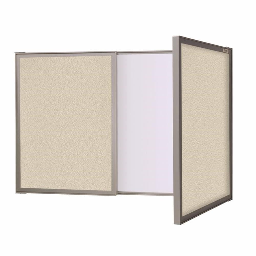 Ghent VisuALL PC Beige Fabric Bulletin Board with Acrylic Whiteboard - Made in USA | Office, Classroom & Home Organization Solution