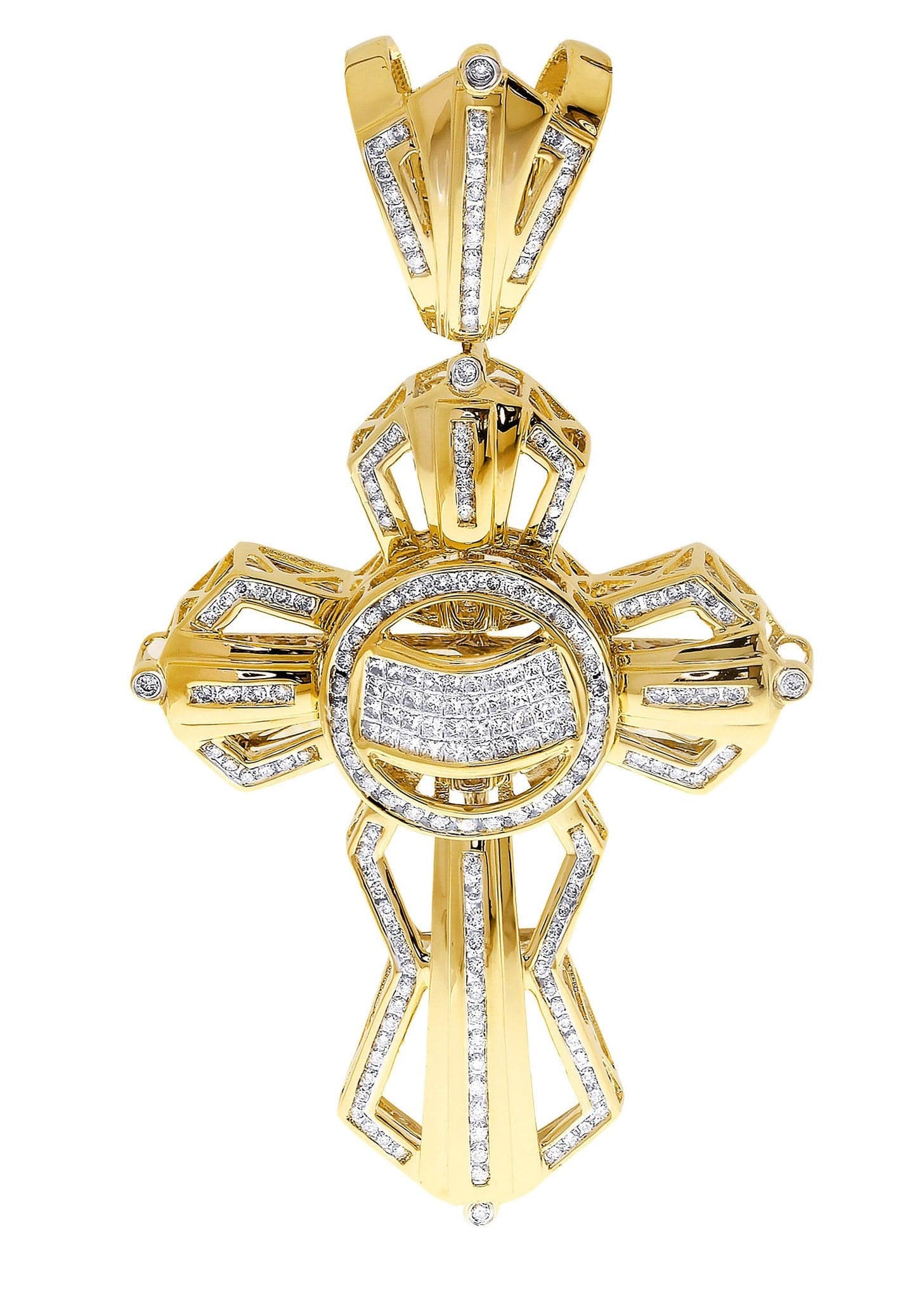 3.57 Carat Diamond Cross Pendant Necklace - 31.49 Grams Solid Gold Religious Jewelry for Women - Perfect for Church, Baptism, Weddings & Special Occasions