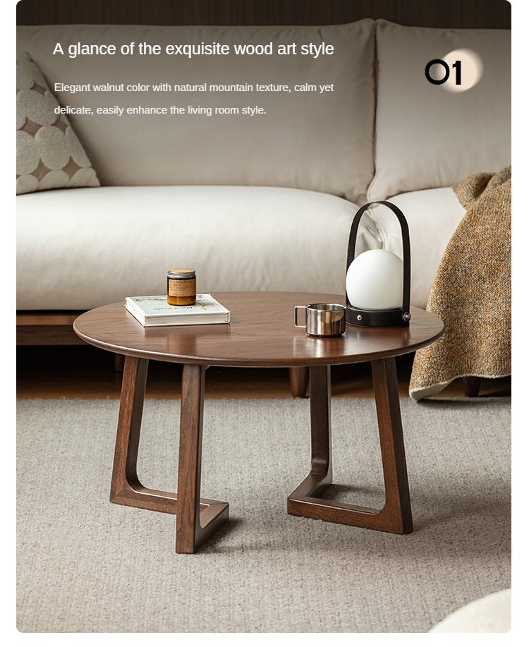 Solid Oak Wood Round Modern Coffee Table - Stylish Centerpiece for Living Room, Lounge & Office Decor