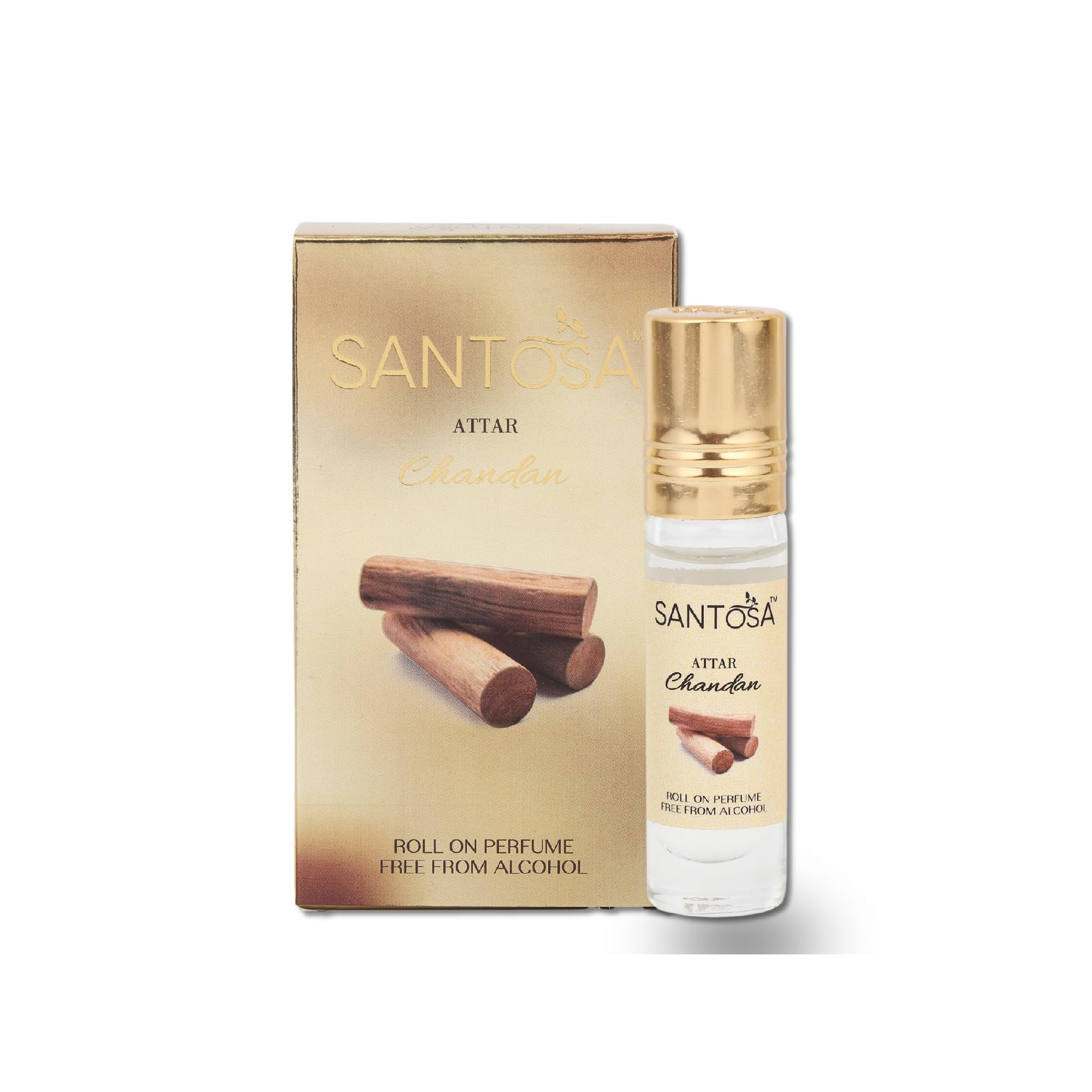 Premium Santosa Original Sandal Attar (Chandan Itra) - Alcohol-Free Long-Lasting Roll-On Perfume with Authentic Sandalwood Oil (6ml) | Travel-Friendly Fragrance for Daily Wear, Meditation & Aromatherapy