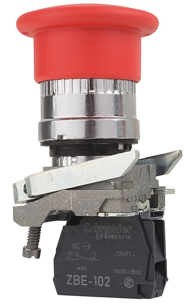 Schneider Electric Emergency Stop Push Button - Red Mushroom Head Safety Switch for Industrial Machines & Equipment - Perfect for Factories, Workshops, and Automation Systems
