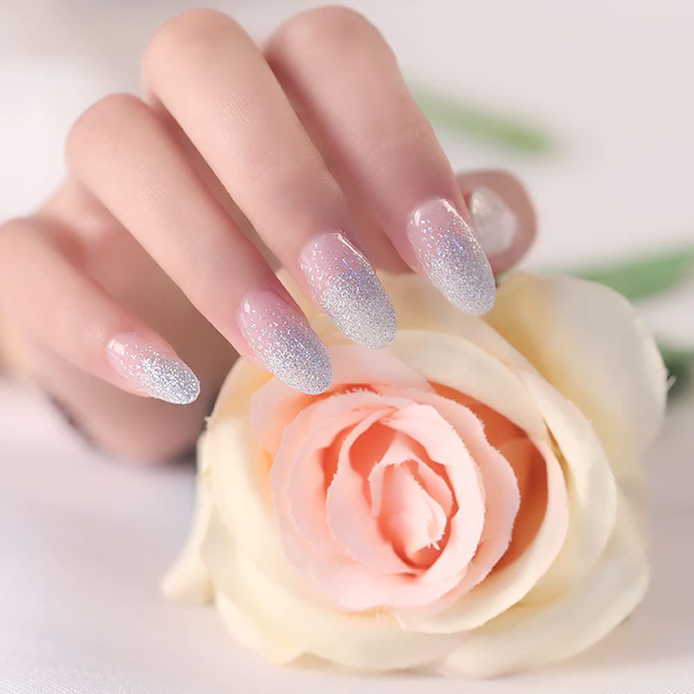 SILPECWEE 5 Sheets Rainbow Glitter Nail Polish Strips - Self-Adhesive Full Nail Wraps for Women | DIY Nail Art Stickers with Free Nail File | Perfect for Parties, Weddings & Daily Nail Care