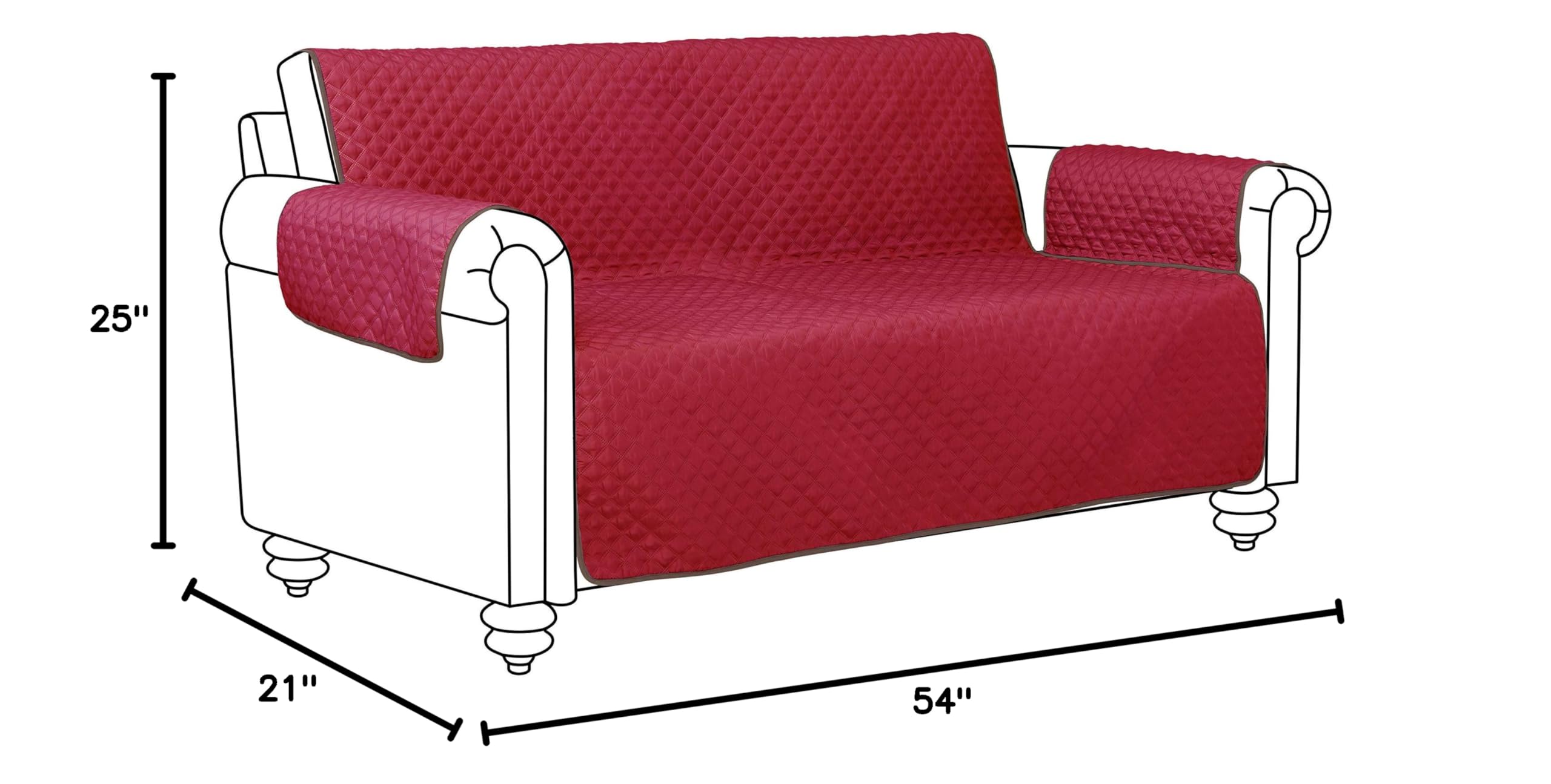 Cover Bonanza Indoor Loveseat Slipcover 54x21x25 Inch Red/Brown - Perfect for Living Room, Bedroom, or Office Sofa Protection