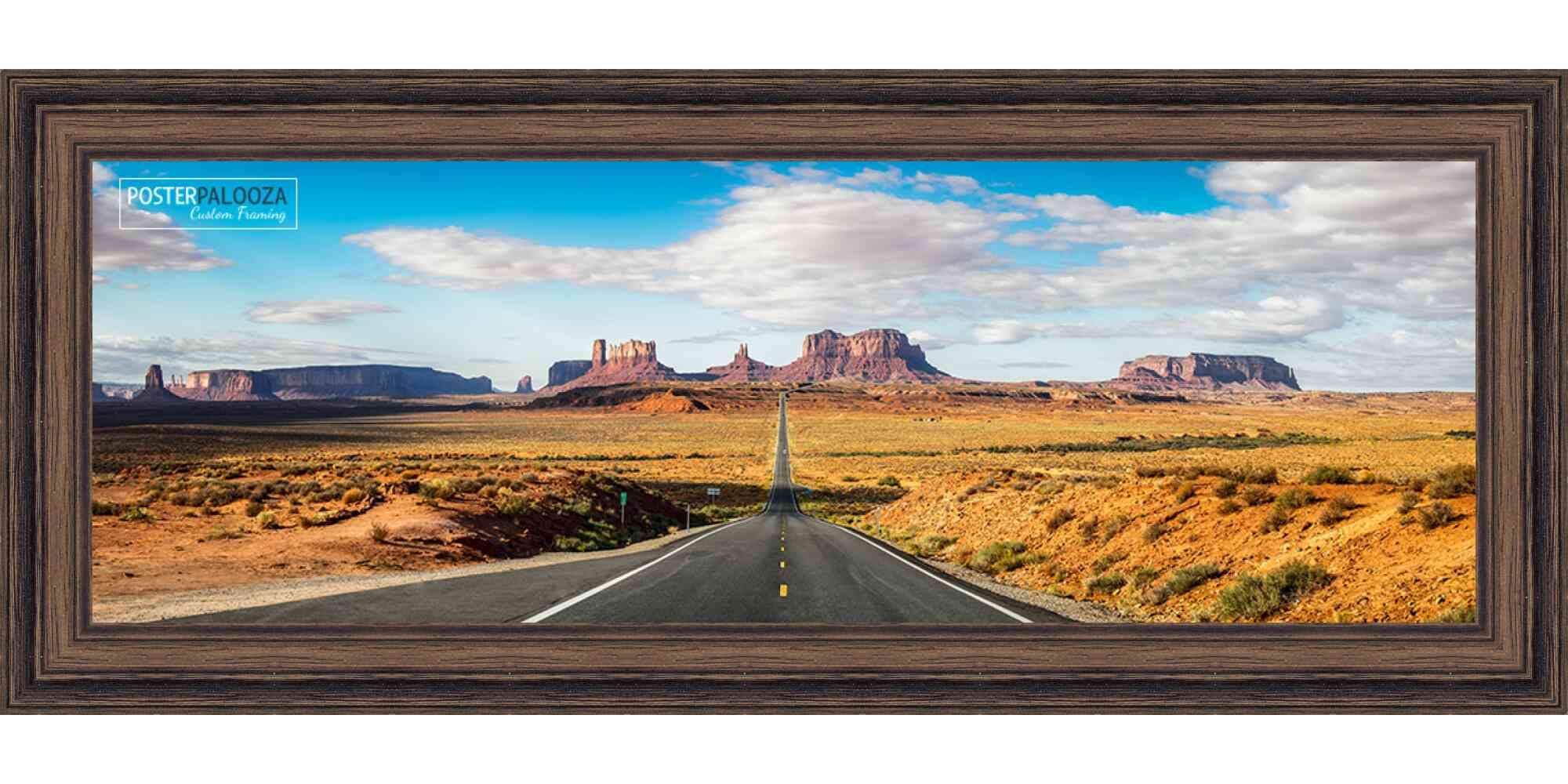 12x48 Rustic Walnut Wood Picture Frame - Solid Wood Panoramic Photo Frame with UV Acrylic, Foam Backing & Hanging Hardware - Perfect for Wall Art, Family Photos, and Large Poster Displays