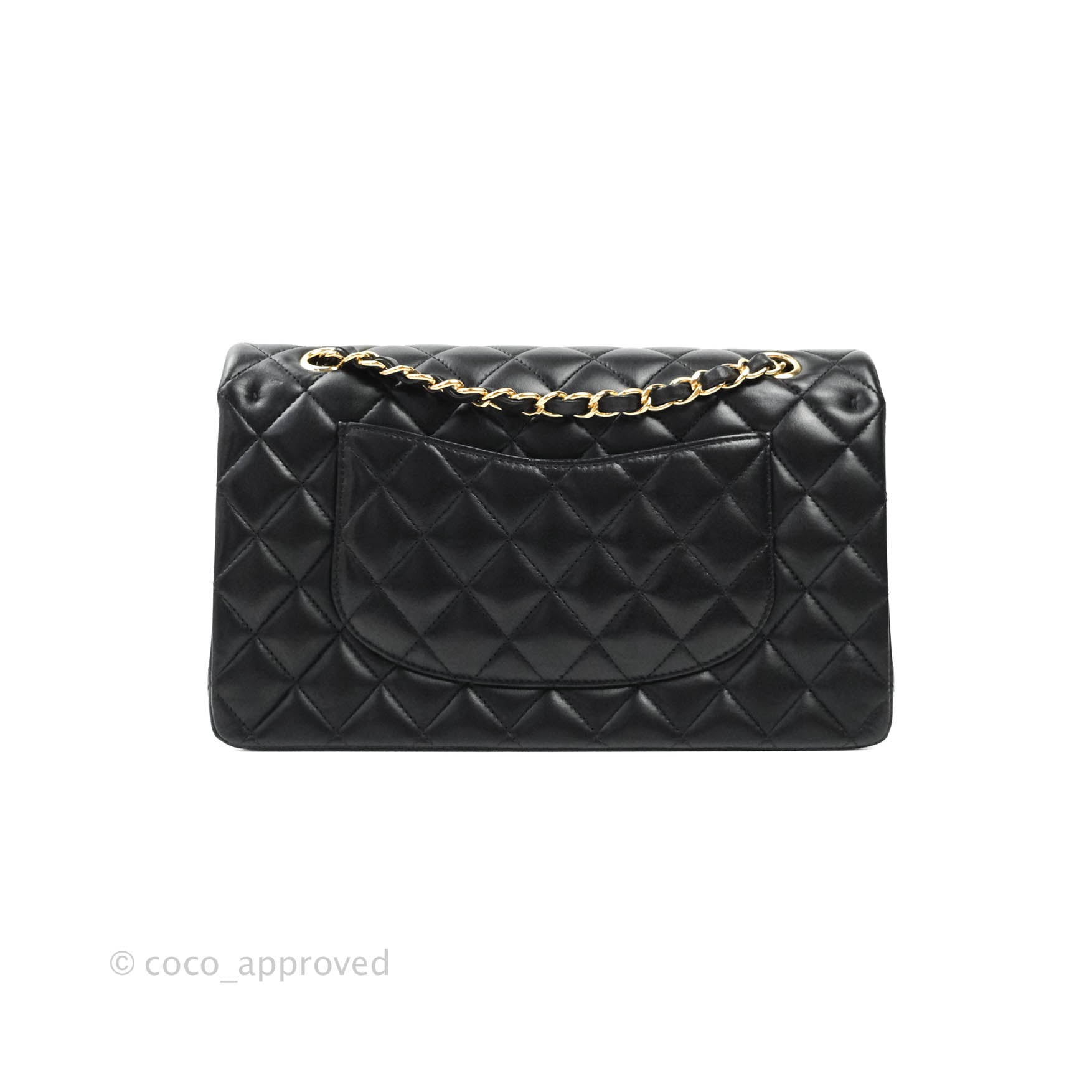 Chanel Classic Flap Bag M/L Size - Black Lambskin Leather with Gold Hardware | Luxury Handbag for Women, Perfect for Evening Events & Daily Use