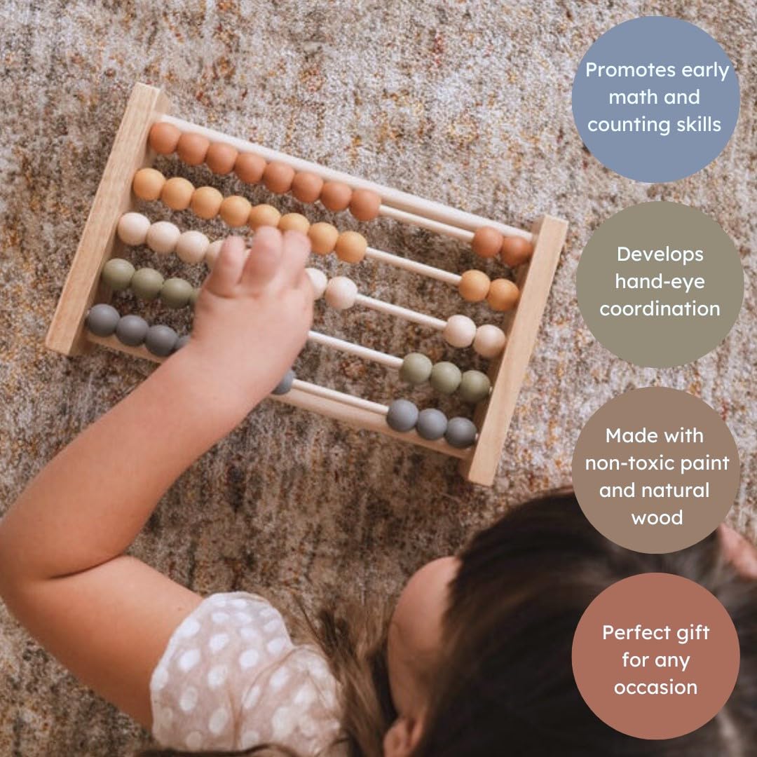 Boho Abacus - Wooden STEM Toy for Toddlers - Montessori Math Learning Beads - Modern Educational Toy for Kids - Boho Nursery & Playroom Decor - Perfect for Home, Classroom, and Preschool Learning Activities