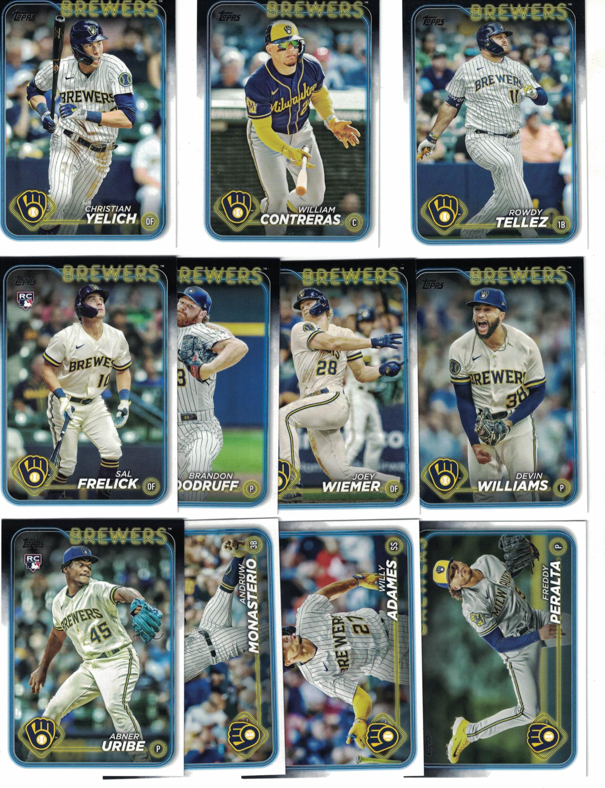 Milwaukee Brewers 1000-Piece Baseball Card Collection - 2024 Topps Edition Featuring Ryan Braun & Christian Yelich | Perfect for Collectors, Gifts & Fantasy Baseball Fans