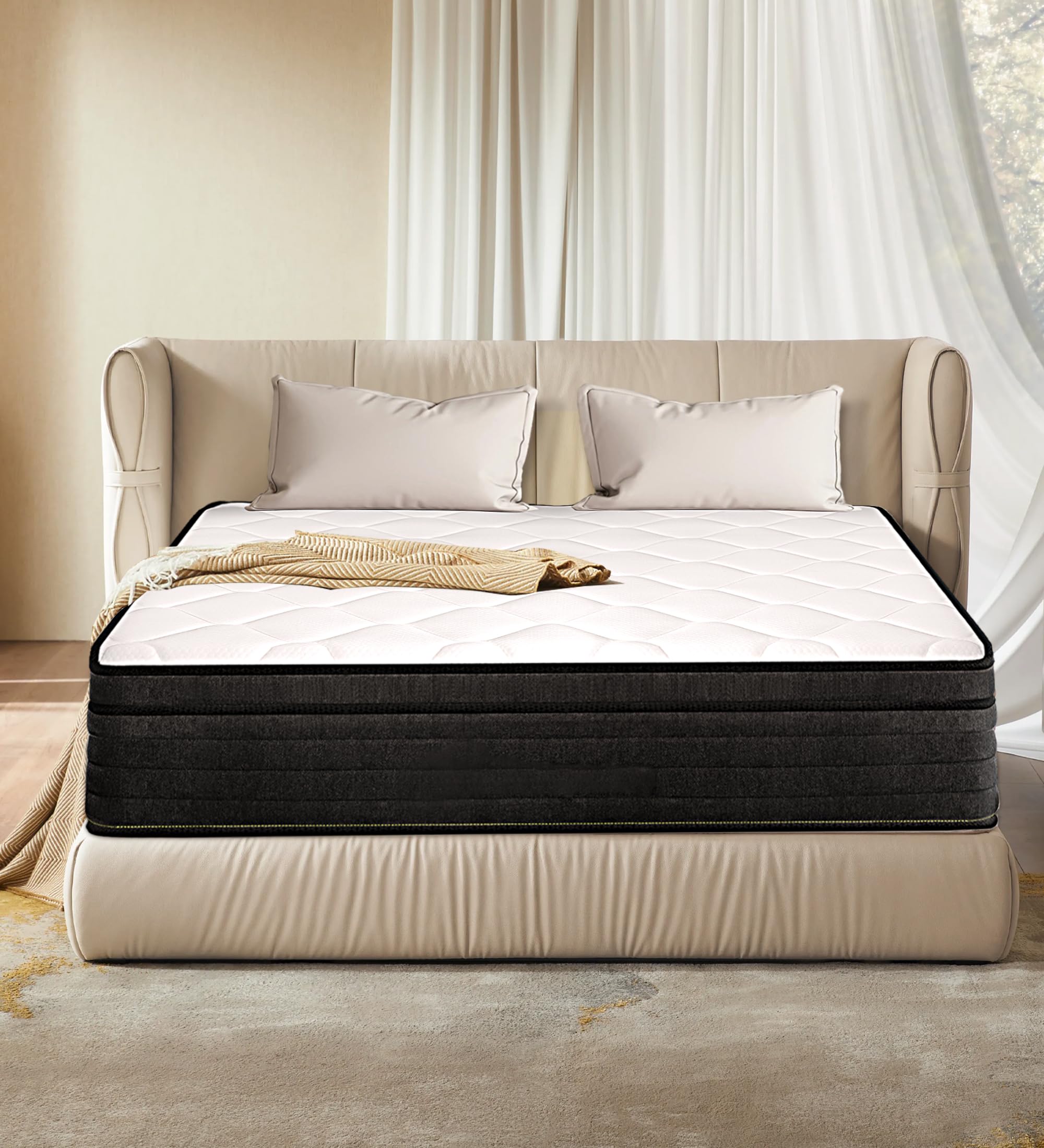 12-inch Full Size Hybrid Mattress in a Box - Memory Foam & Pocket Coils for Back Pain Relief, Medium Firm Support, CertiPUR-US Certified - Perfect for Guest Rooms, Dorms & Small Bedrooms