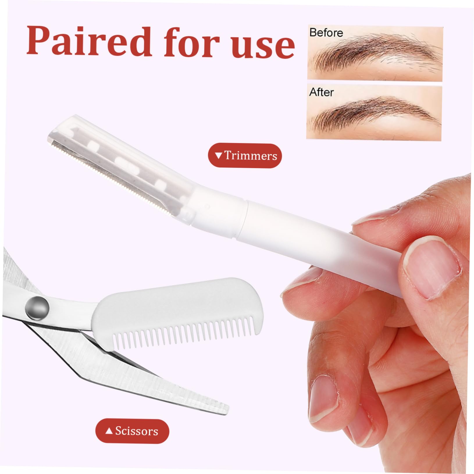 Baluue 5-Piece Eyebrow Trimmer Set - Eyebrow Scissors, Facial Razor, Tweezers & Shaper for Women - Precise Grooming Tools for Perfect Eyebrows at Home or Salon