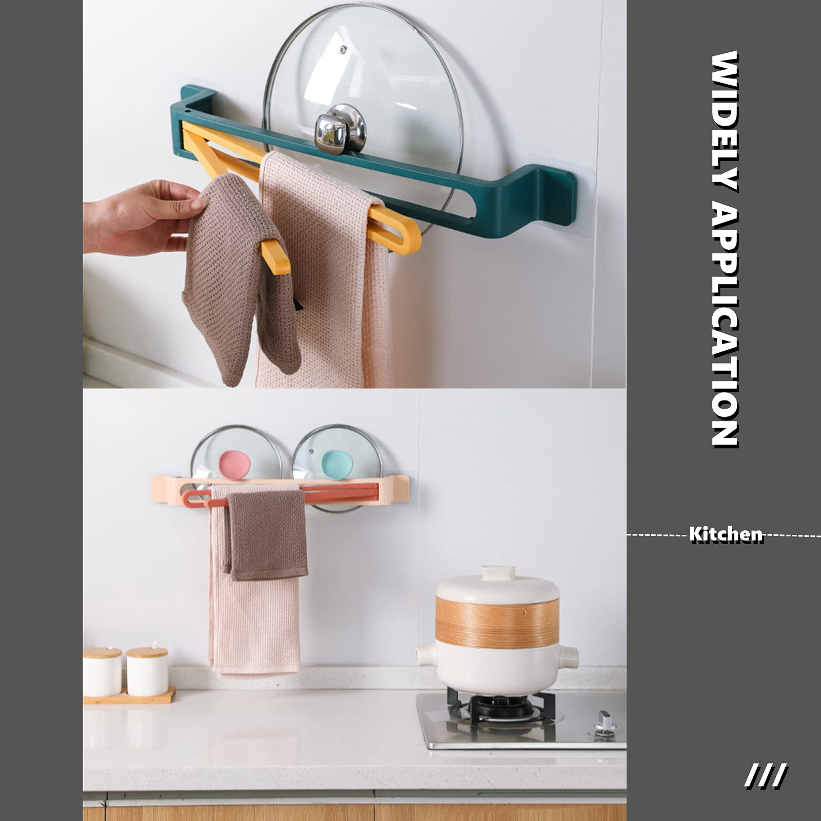 Wall Mounted Swivel Towel Rack - 180° Rotation Space Saving Self Adhesive Folding Arm Towel Holder for Kitchen & Bathroom Storage Organizer - Perfect for Small Spaces, Pink (Ideal for Apartments, RVs, Dorms)