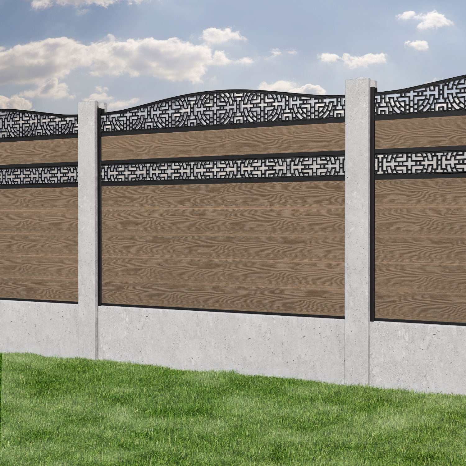 Classic Kumo Curved Top Split Screen Fence Panel - Premium Teak Wood Privacy Screen for Outdoor Spaces - Perfect for Backyard, Garden, and Poolside Privacy Fencing on Existing Concrete Posts
