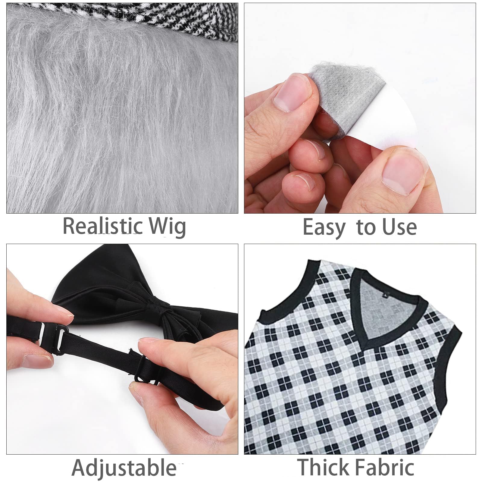 ATTBEA Old Man Costume for Kids - 100 Days of School Costume for Boys with Hat & Glasses - Funny Dress Up Outfit for School Events, Halloween & Themed Parties