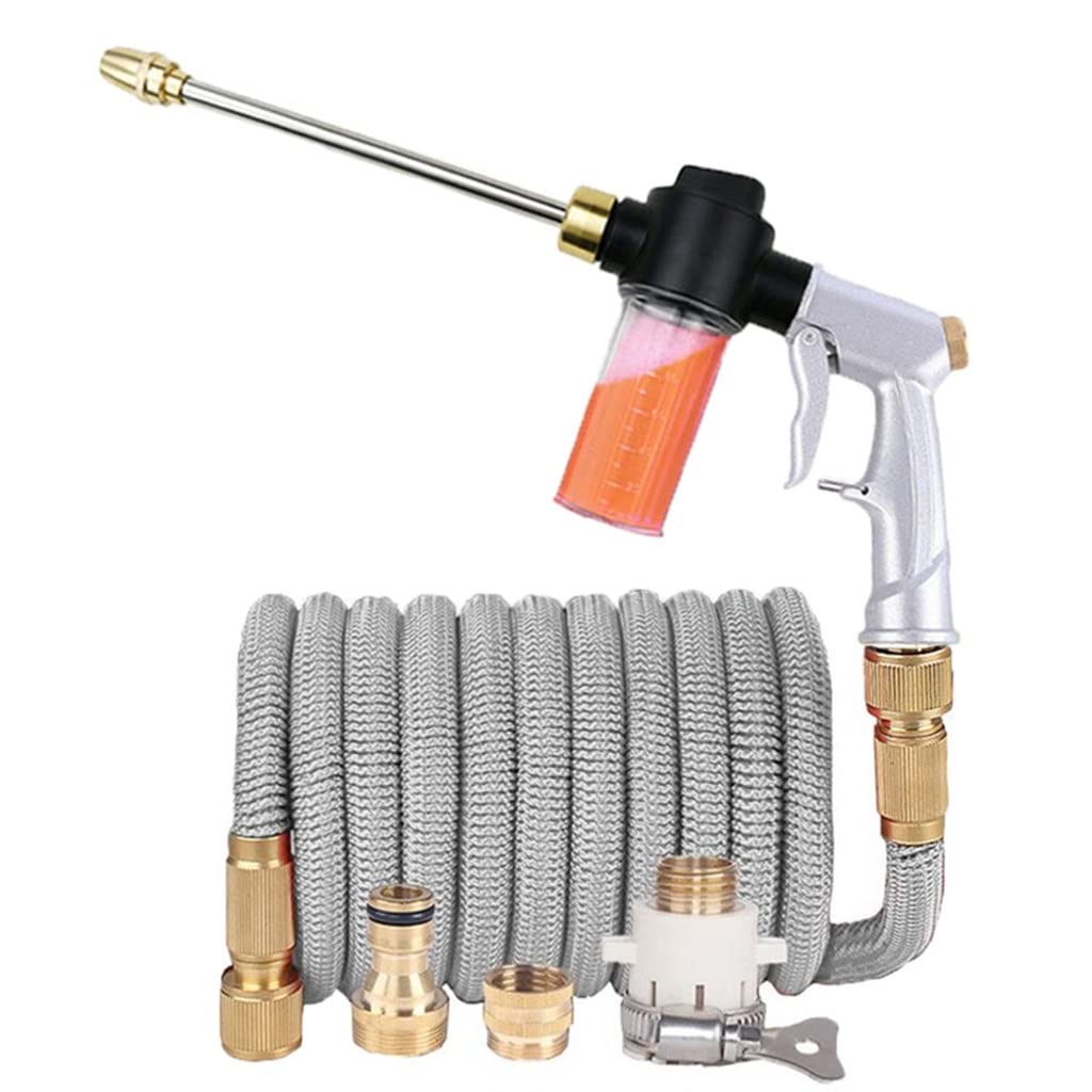 Flexible Magic Water Hose - High Pressure Expandable Garden Hose with Spray Gun for Car Washing, Lawn Watering & Outdoor Cleaning (100ft, Gray) - Perfect for Home, Garden, Car Wash & Pet Cleaning