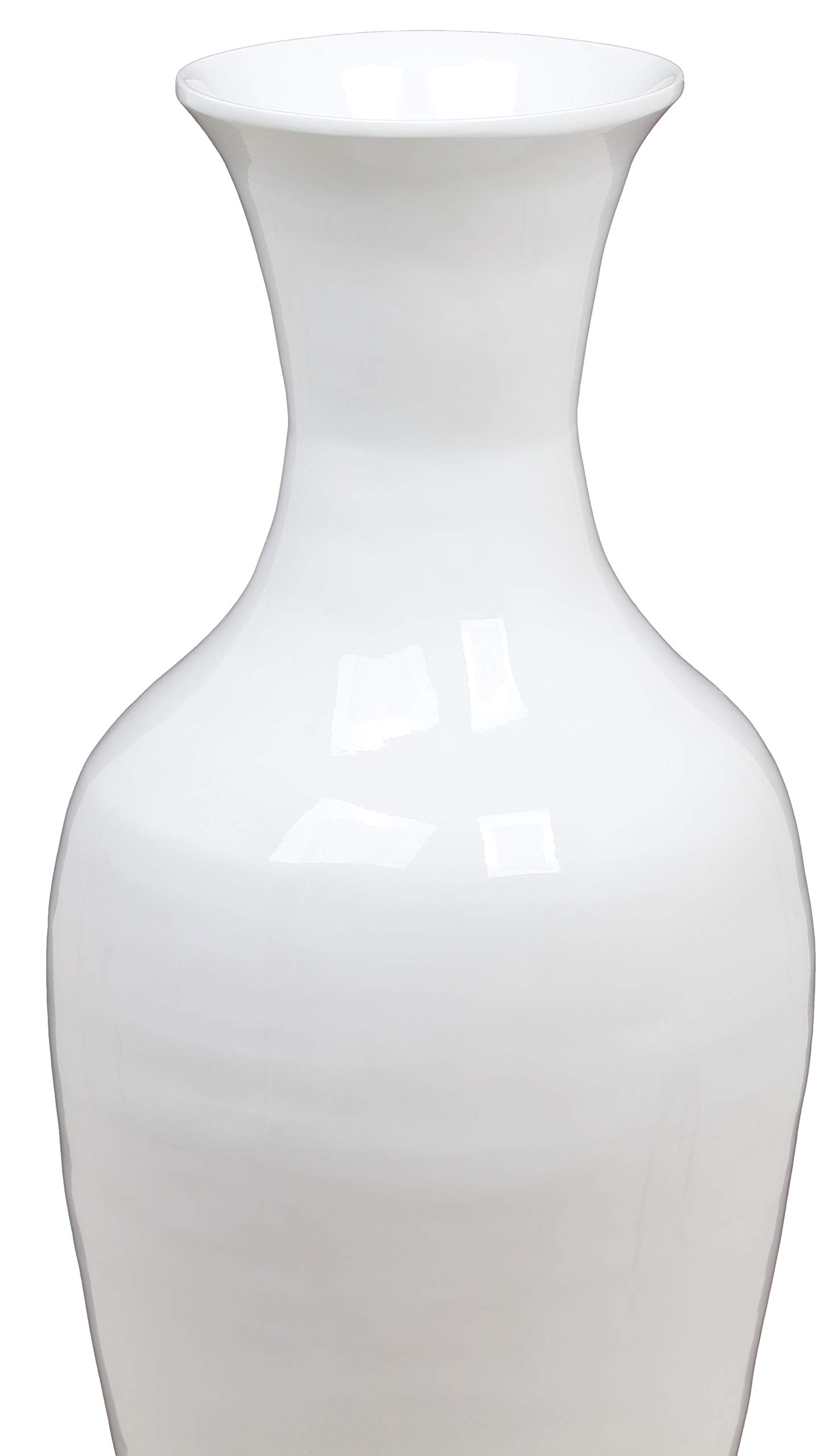 37 Inch Tall Bamboo Floor Vase - Modern Large Flower Holder for Dining Room, Living Room & Entryway - Classic White Home Decor Vase for Wedding, Office & Hotel Decorations