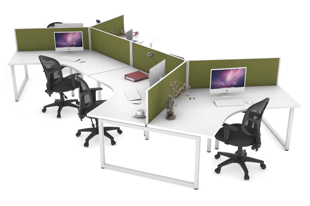 Quadro Loop Legs 6 Person 120 Degree Office Workstation - Modular Office Desk System for Collaborative Workspaces, Team Meetings & Open Office Environments