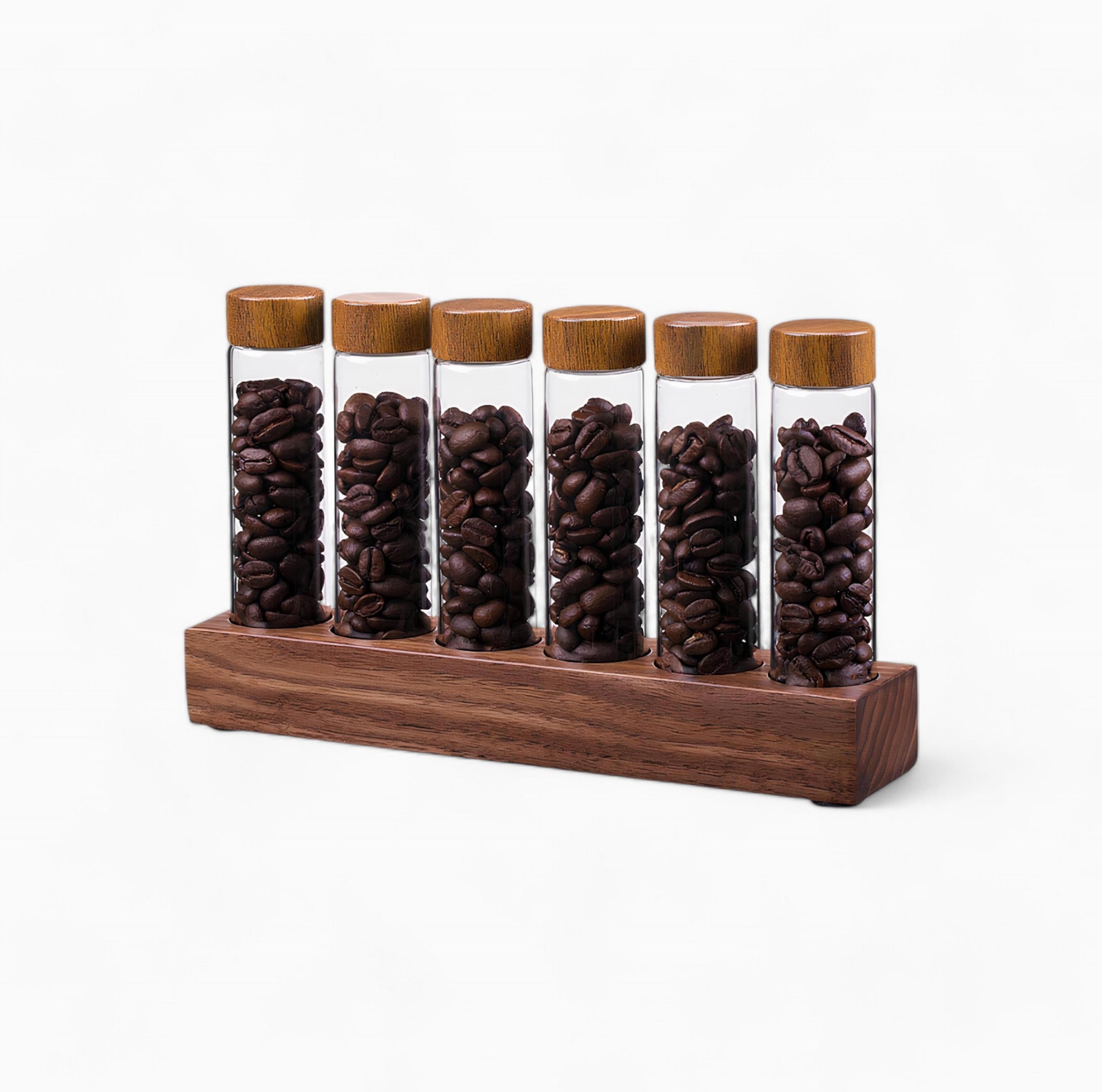 Premium Airtight Coffee Beans Storage Container - Glass Tube Display Rack for Kitchen Countertop - Perfect for Whole Bean Coffee Storage & Barista Style Home Brewing Station