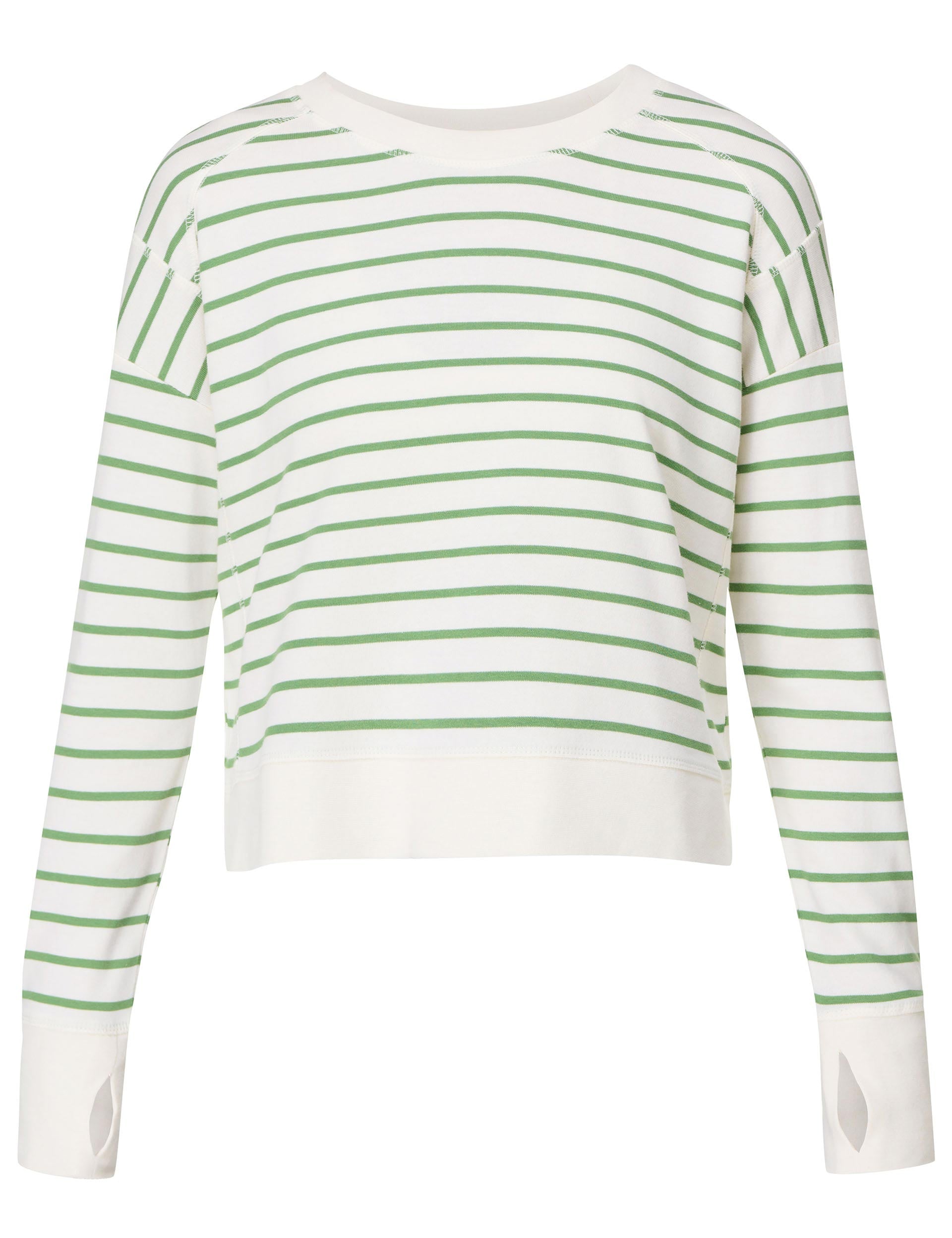 After Class Crop Sweatshirt - Lilywhite Green Stripe | Women's Casual Pullover Hoodie for School, College, Streetwear & Lounge Comfort