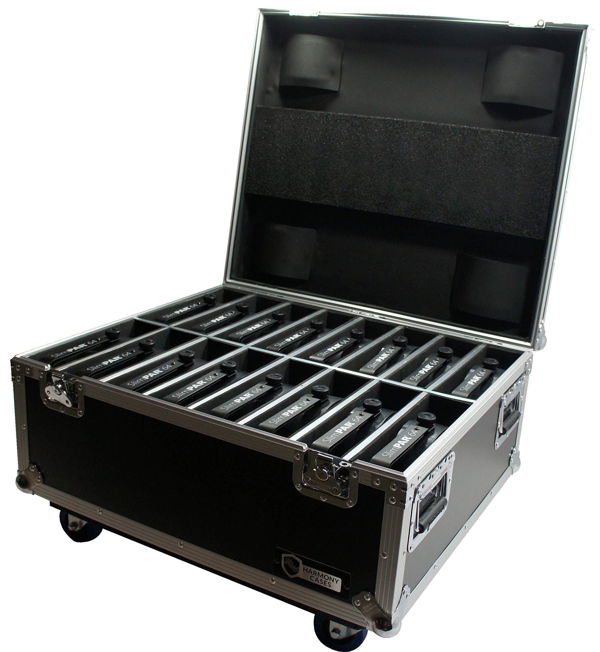 Harmony Audio HC16SLIMPAR64 Lightweight Flight Case for Chauvet EZpar 64 RGBA (16 Units) - Durable Protection for DJ & Stage Lighting Equipment - Perfect for Live Events, Concerts, and Mobile DJ Setups