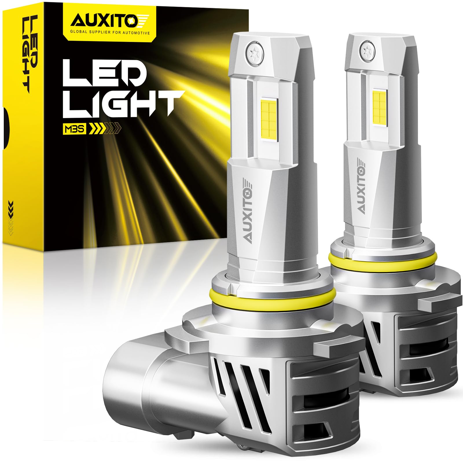 AUXITO 9005 HB3 LED Bulbs - 18000LM Super Bright, 600% Brighter Than Halogen, 6500K Cool White, Mini Size Design, Plug and Play, Pack of 2 - Perfect for Cars, Trucks, SUVs, and Off-Road Vehicles - Enhanced Night Driving Safety and Visibility