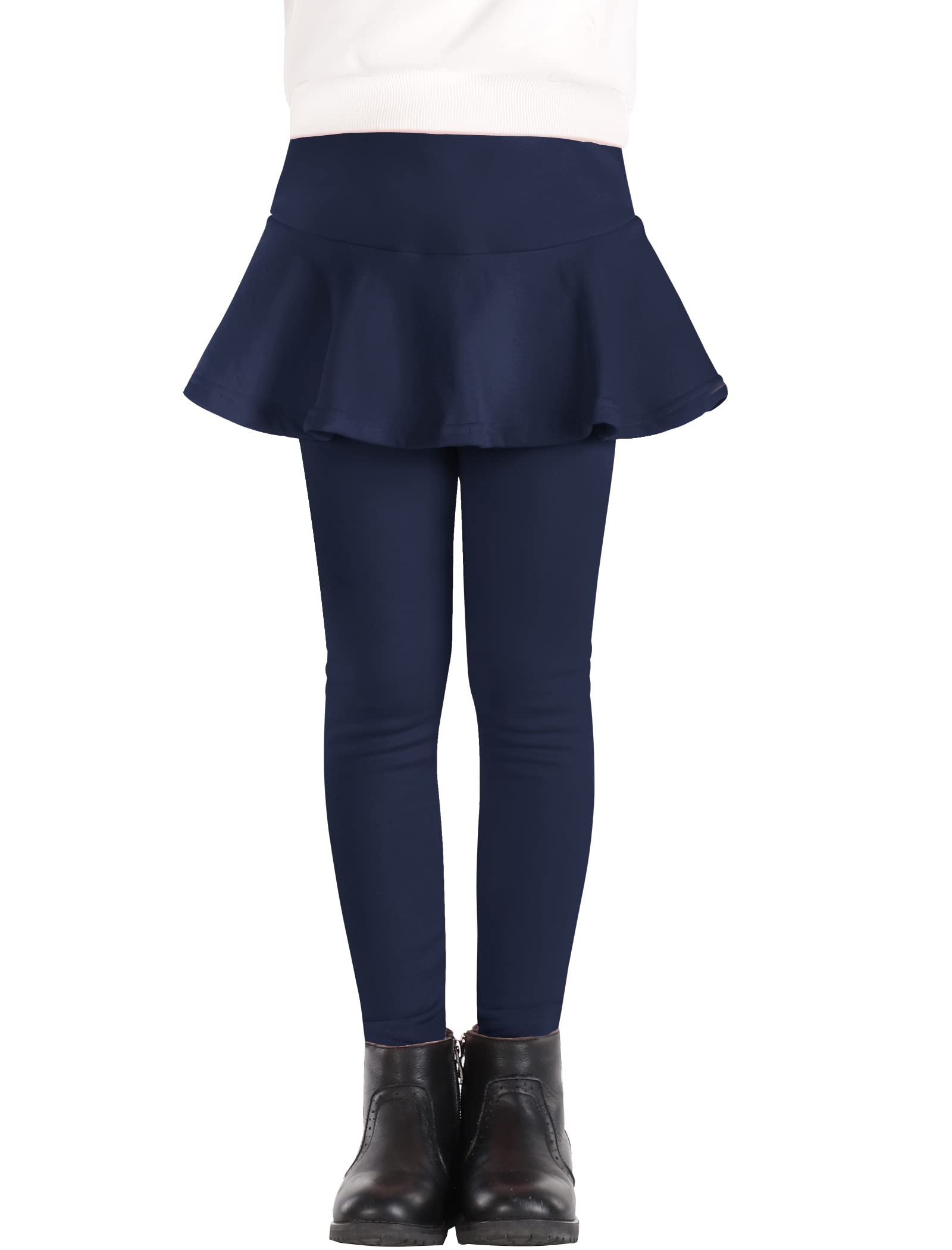 BOOPH Girls Winter Fleece Lined Leggings - Toddler Kids Flare Skirt with Pants - Warm & Stylish Outfit for Cold Weather Playdates, School & Holiday Outings