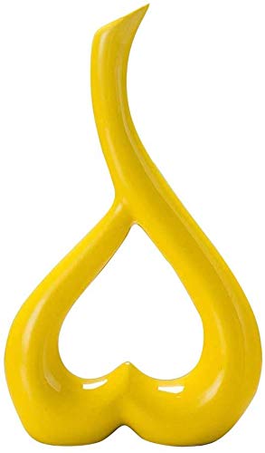 SENTOP Heart-Shaped Ceramic Vase - Decorative Desktop Flower Vase for Home Decor, Living Room, Bedroom, Office - Yellow (Perfect for Valentine's Day Gifts, Wedding Centerpieces & Home Styling)