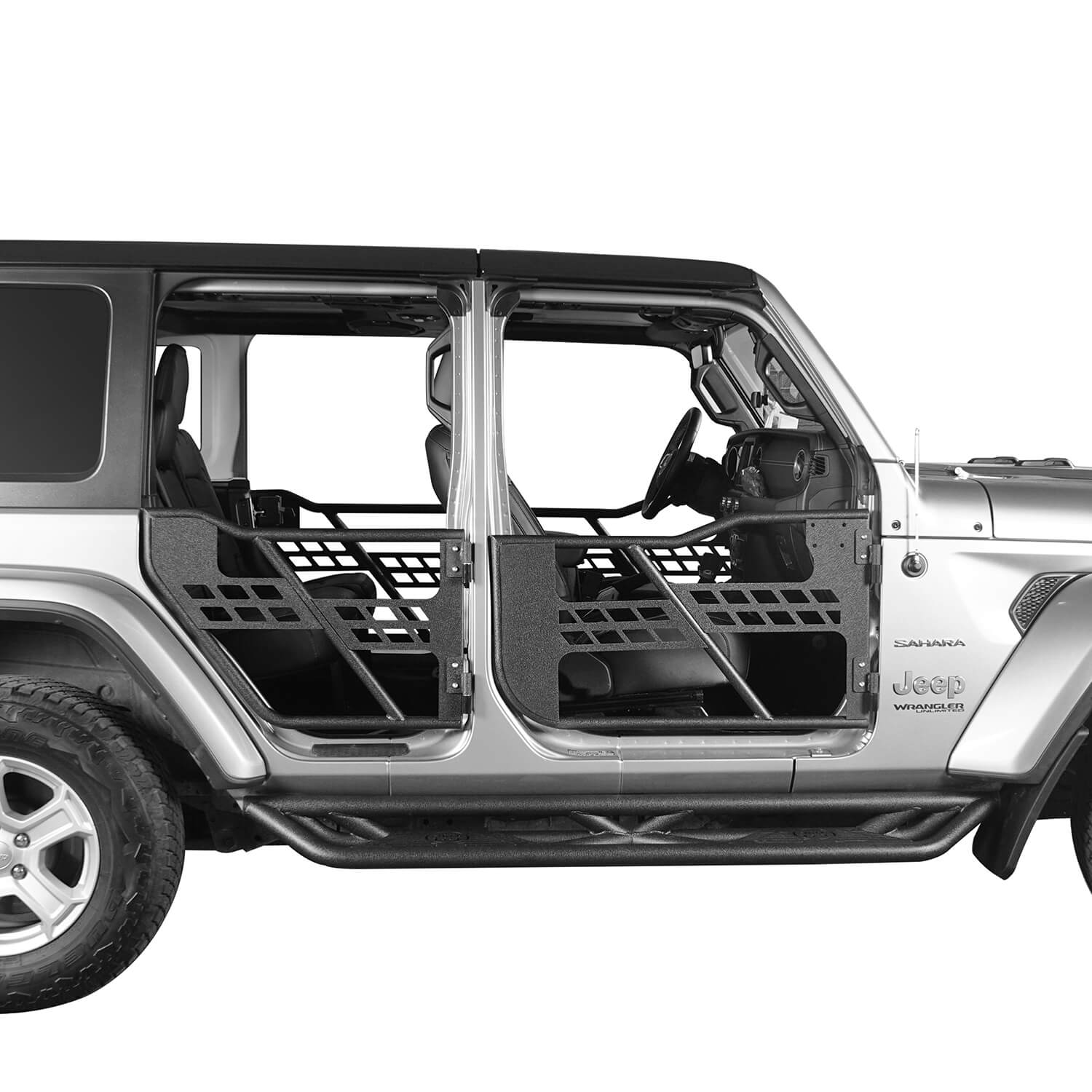 4 Door Tubular Side Steps & Running Boards for 2018-2024 Jeep Wrangler JL - Heavy Duty Black Nerf Bars - Off-Road Protection & Easy Entry (Perfect for Trail Riding & Daily Commuting)