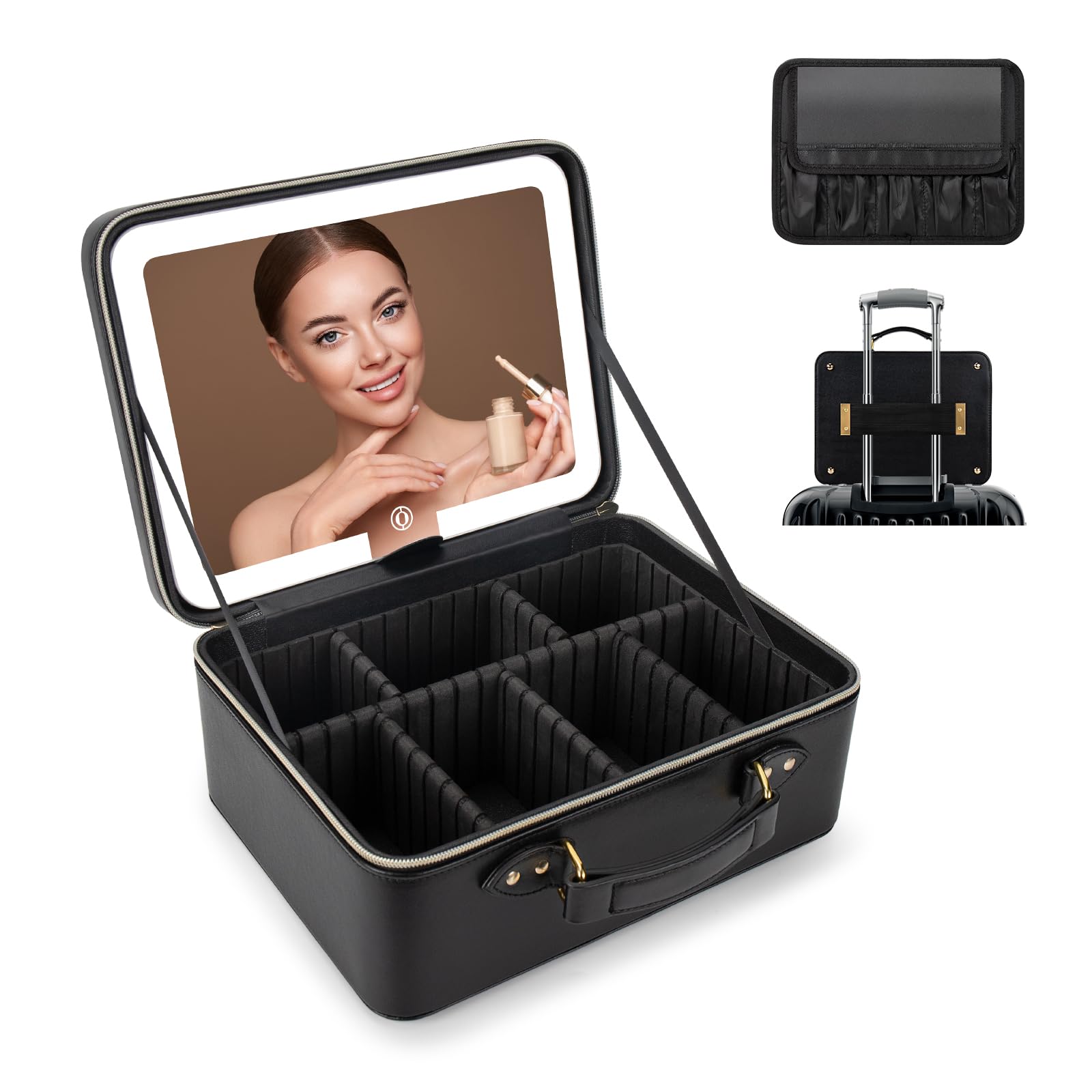 LED Makeup Bag with Mirror - Portable Cosmetic Organizer with 3-Color Adjustable Lighting, Travel Vanity Case for Women | Perfect for Travel, Home & Professional Makeup Artists
