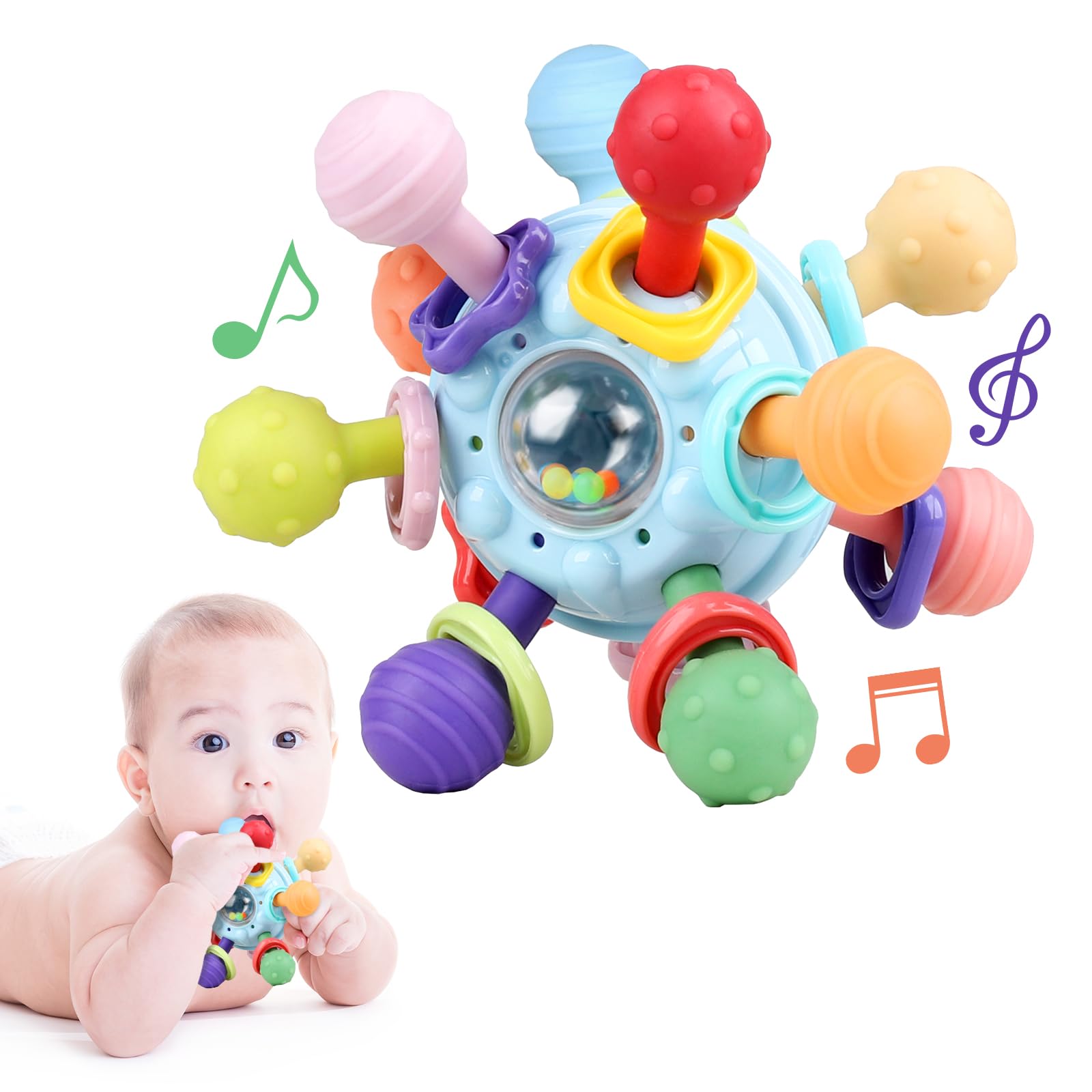 Montessori Baby Teether Toys - Easter Basket Stuffers for 0-12 Months | Sensory Learning Gifts for Infants & Toddlers