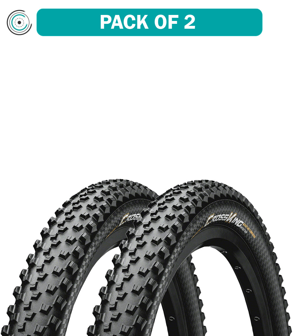 2 Pack Continental Cross King MTB Tires 29x2.2 Tubeless Folding Black 180 TPI - Mountain Bike, Trail Riding, All-Terrain Cycling Accessories