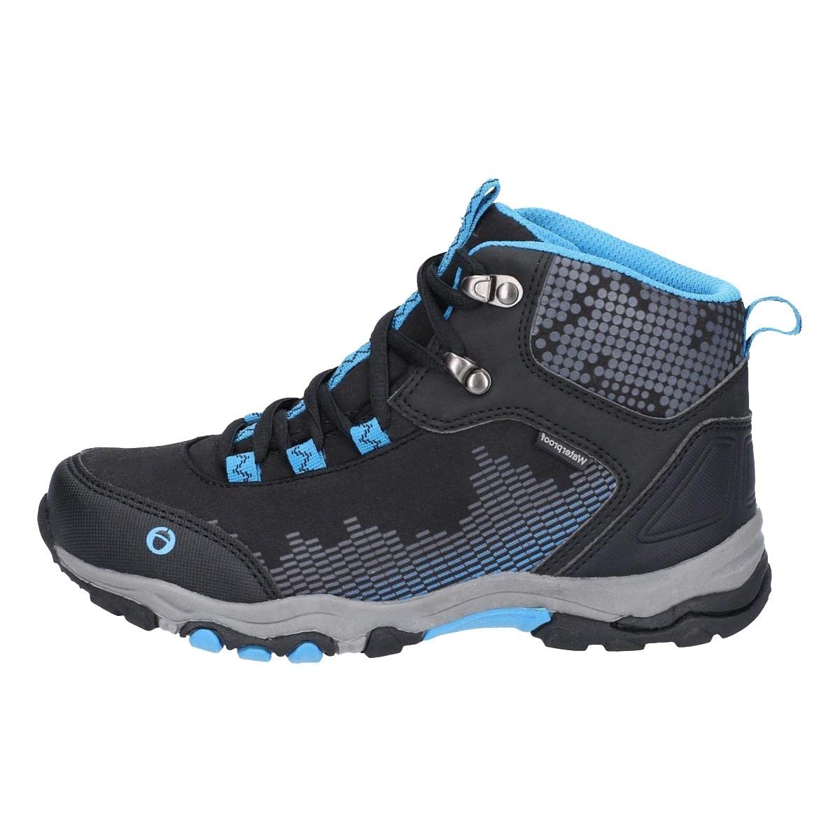 Ducklington Kids Hiking Boots - Waterproof Lace-Up Outdoor Shoes for Boys & Girls - Black/Blue - Size 13 M US - Perfect for Hiking, Camping & Outdoor Adventures