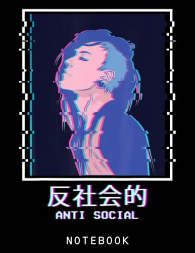 Vaporwave Aesthetic Anime Sketchbook - 8.5x11 Lined Notebook with 120 Pages, College Ruled | Cute Anti-Social Emo Punk Anime Girl Design | Perfect Gift for Anime Lovers, Students & Artists | Great for Journaling, Note-Taking & Creative Writing