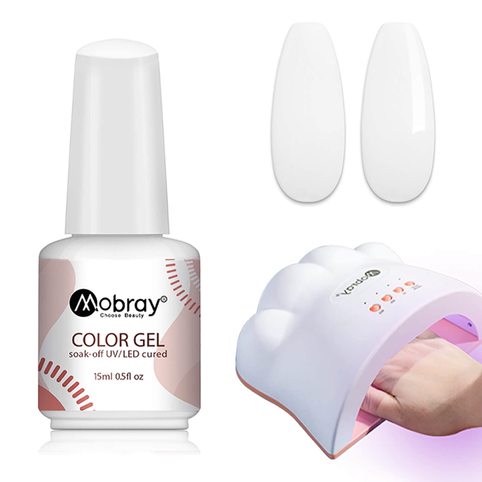 Professional 48W UV LED Nail Lamp with 15ml White Gel Polish - Salon Quality Manicure Kit for DIY Nail Art at Home | Perfect for Beginners, Gel Nail Extensions & French Tips Design