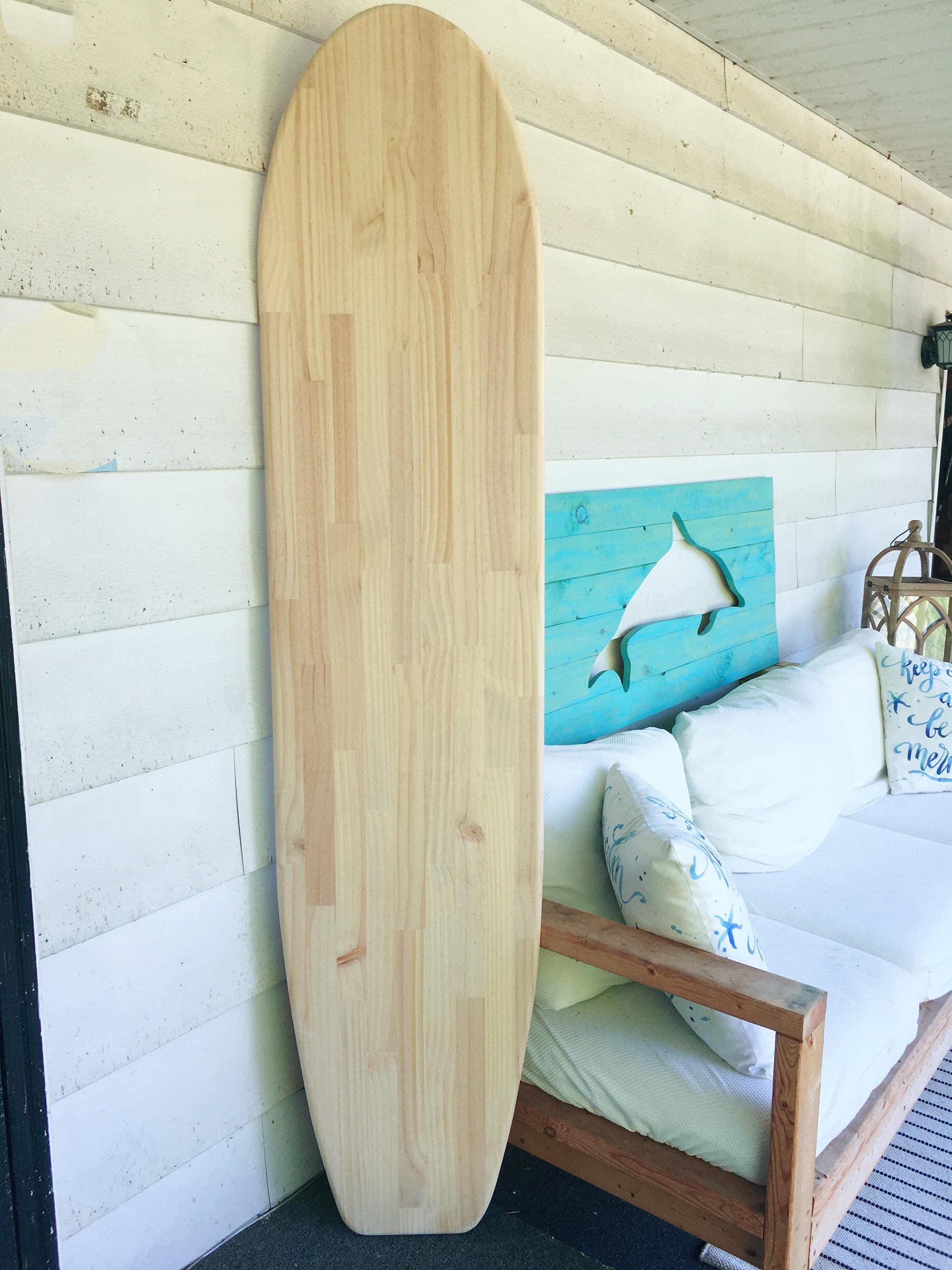6ft Unfinished Wood Longboard Surfboard - Handmade Wall Art Decor, Beach House Sign, Unique Gift - Fast Shipping from USA - Perfect for Coastal, Surf, and Boho Home Decor