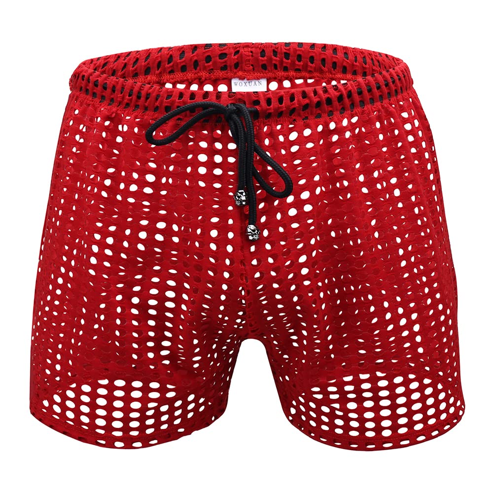 Breathable Mendove Men's Mesh Drawstring Shorts - Sexy Lounge & Hollow Boxer Underwear for Summer, Gym & Sleepwear