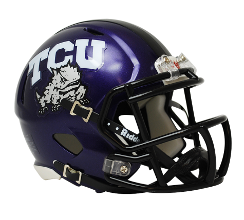 TCU Horned Frogs Riddell Speed Mini Football Helmet - Collectible NCAA Replica for Fans, Display & Memorabilia - Perfect for Game Day Decor, Sports Room, and Gift for Football Enthusiasts