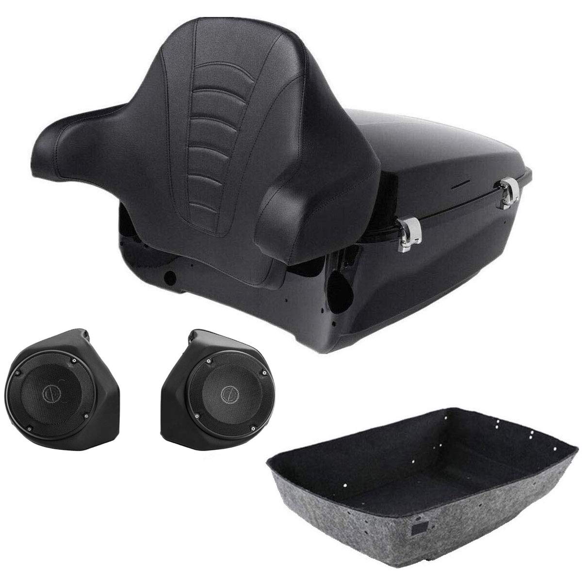 Premium TCMT King Tour Pack Trunk Backrest with Built-in Speakers for Harley Touring Models (2014-2023) - Perfect for Road King, Road Glide, Street Glide & Electra Glide Ultra Limited | Enhanced Comfort & Audio Experience on Long Rides