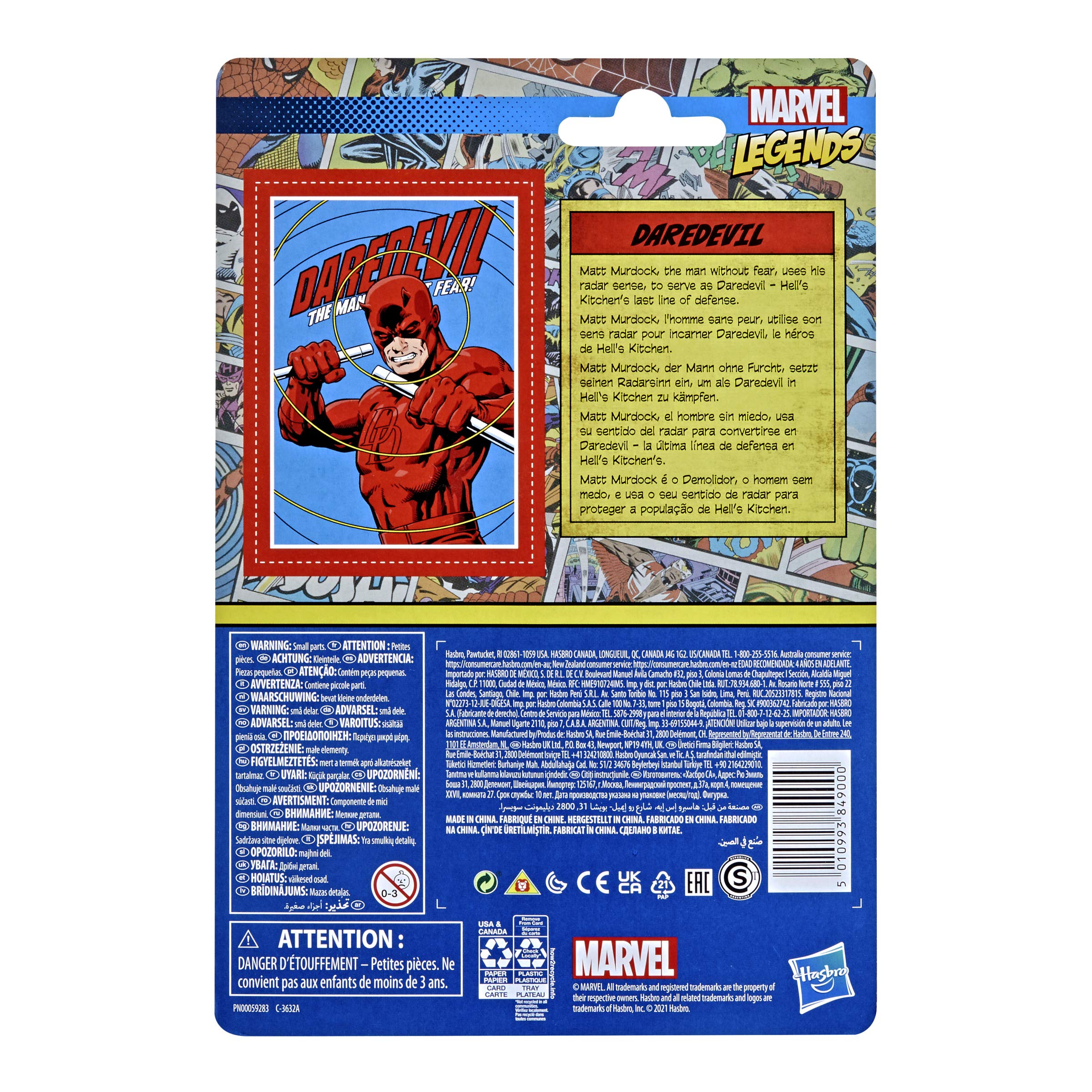 Marvel Hasbro Legends 3.75-inch Scale Retro 375 Collection Daredevil Action Figure Toy - Collectible Superhero Figure for Display, Play & Marvel Fans