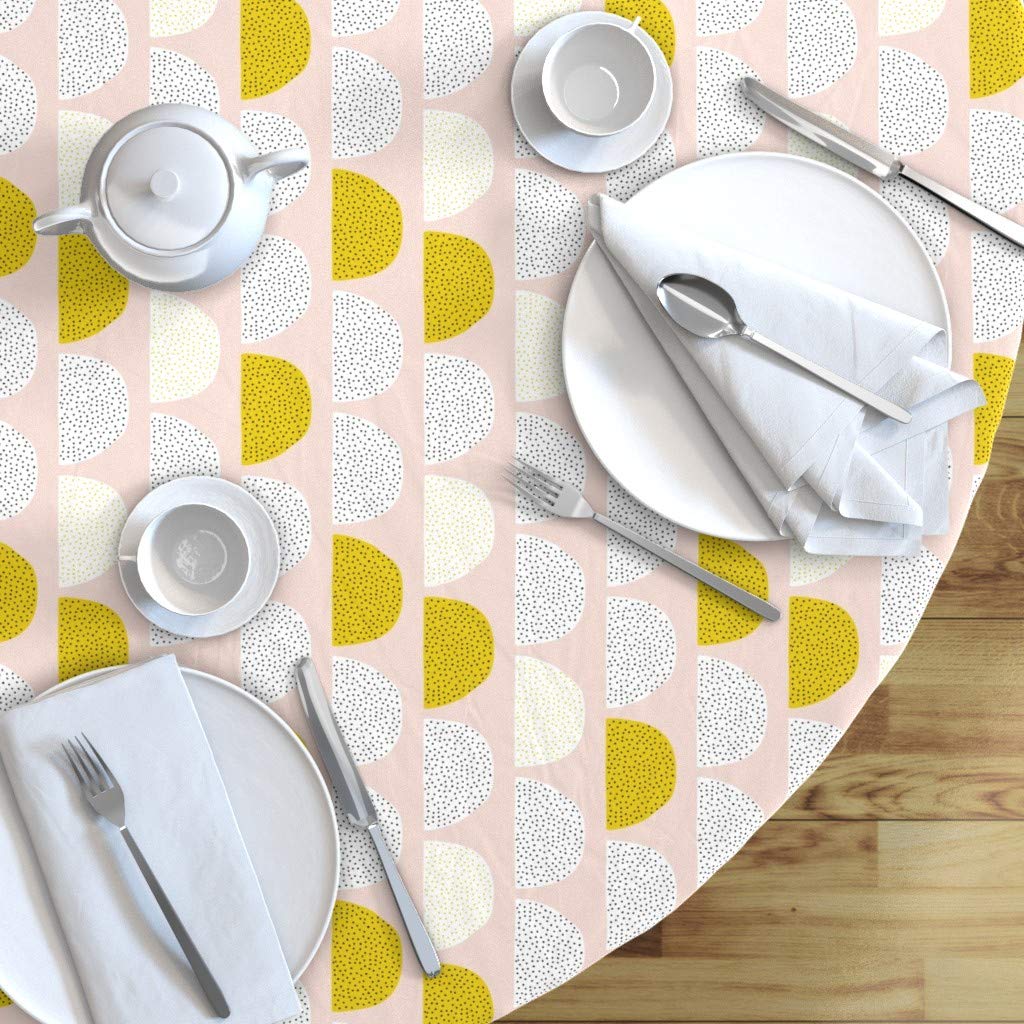 Scandinavian Retro Moon Circles Cotton Sateen Tablecloth - 90