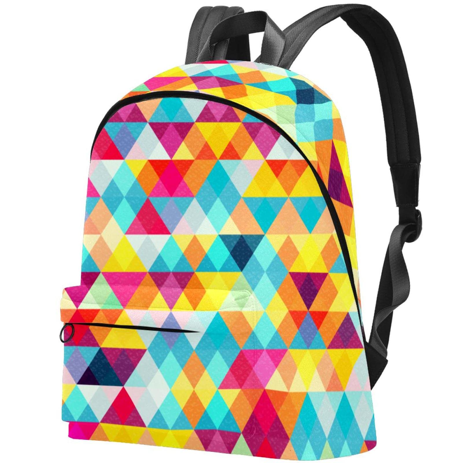 Stylish Geometric Print Canvas Backpack for College, Travel & Daily Use - Lightweight Durable Unisex Backpack for Women & Men - Trendy Modern Design for School, Commuting & Outdoor Adventures