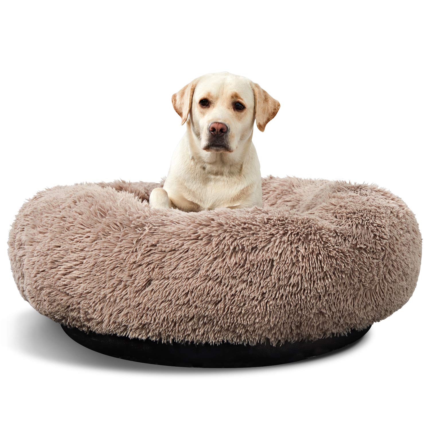 Washable Round Donut Dog Bed for Large Dogs - Soft & Comfy Calming Cuddler Pet Bed - Perfect for Anxiety Relief, Crate Training & Cozy Napping at Home