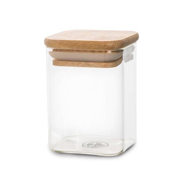 Premium Bamboo Glass Herb & Spice Jars - 200ml Square Containers for Kitchen Storage | Perfect for Organizing Spices, Tea Leaves & Dried Herbs | Airtight & Eco-Friendly Kitchen Essentials