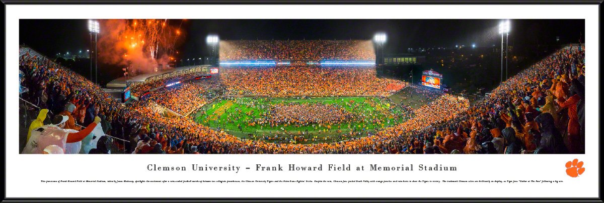 Clemson Tigers Football Celebration Panoramic Framed Wall Art - Perfect for Game Room, Man Cave & Sports Fan Decor