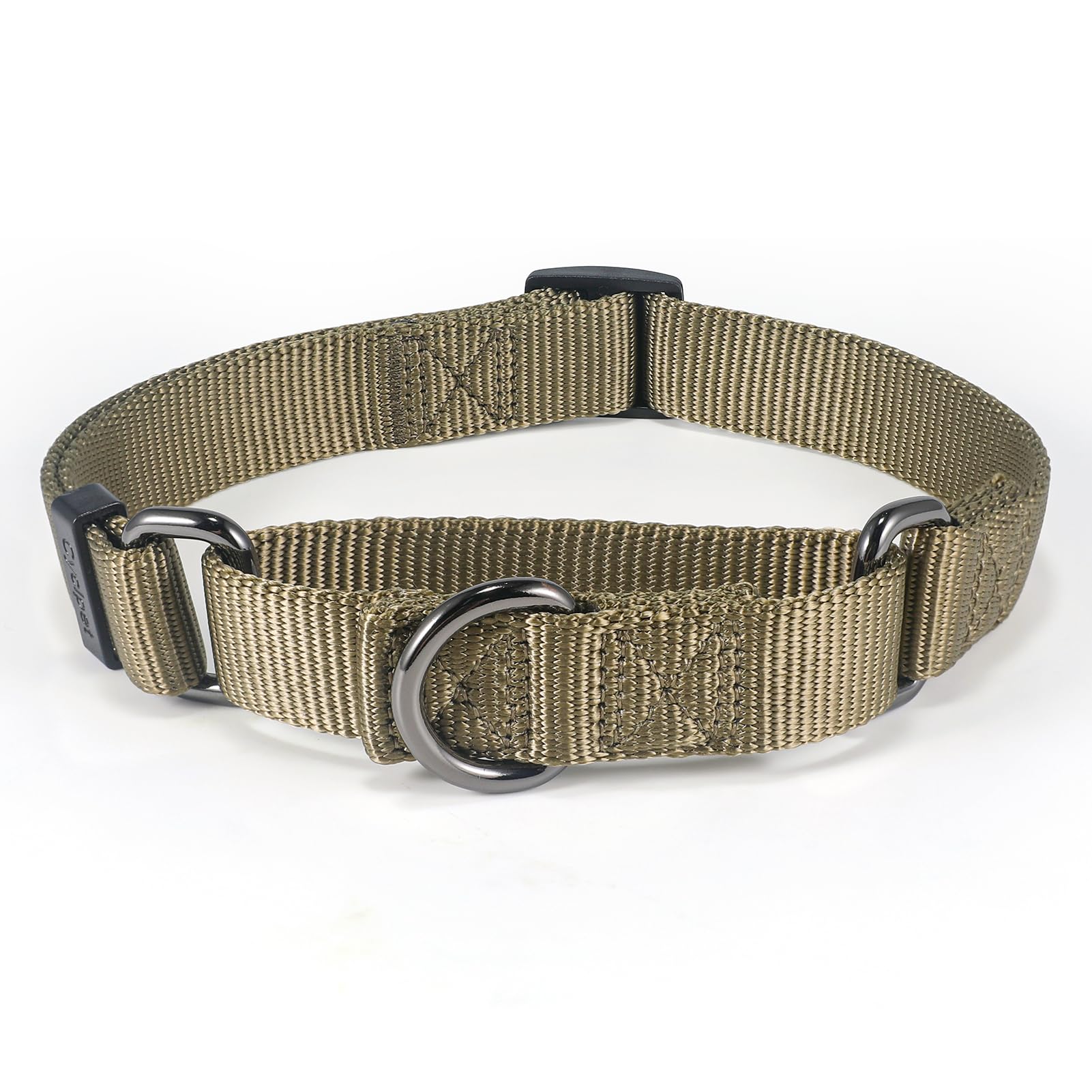 Premium Adjustable Nylon Martingale Dog Collar - No Escape Design for Small Dogs | Comfortable & Durable for Daily Walks, Training | Military Green | Small Size | Perfect for Outdoor Adventures & Obedience Classes
